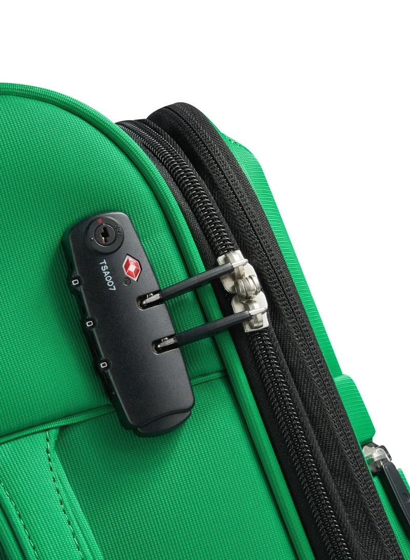 UNITED COLORS OF BENETTON  Color Block 55 Cm 4-Double Wheeled Softside Expandable Cabin Luggage Trolley Case - Green  | Best Price UAE